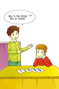 Why Is The Letter T Like An Island? Alphabet Riddle Cartoon