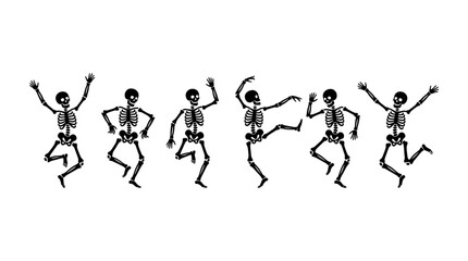 Dancing Skeletons Set Flat Vector Illustration