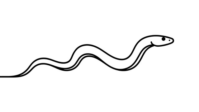 Minimalist snake line art illustration white background.