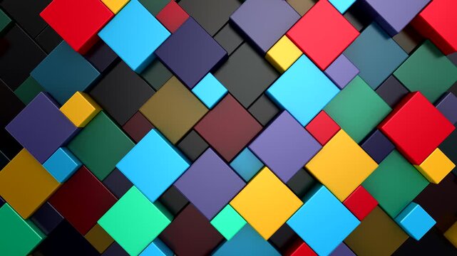 Background of Cubes. Abstract motion, loop, 3d rendering, 4k resolution
