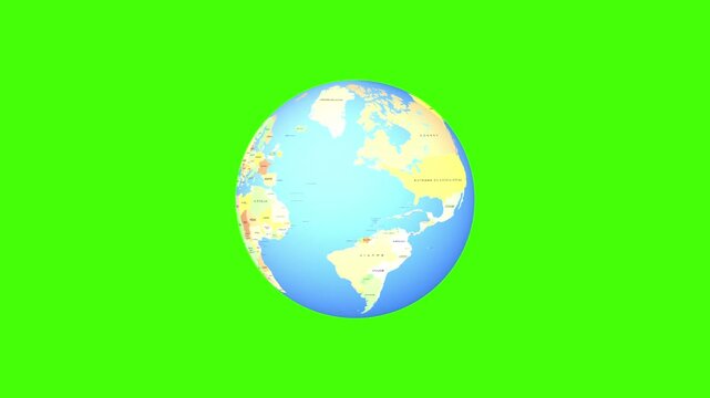 Realistic earth globe rotating on green screen for global news graphics earth globe, rotating planet, green screen, chroma key, world map, global news, broadcast overlay, international, background rep