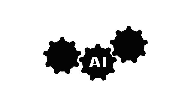 AI Automation, black isolated vector silhouette