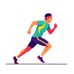 Fototapeta premium Dynamic male athlete running fast in sportswear vector design