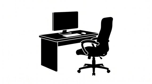 Office workspace silhouette icon