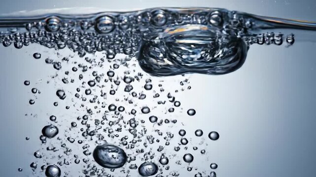 Macro 3D render motion of transparent collagen, face serum or water bubbles. Advertising concept for skincare, cosmetics, or scientific innovations