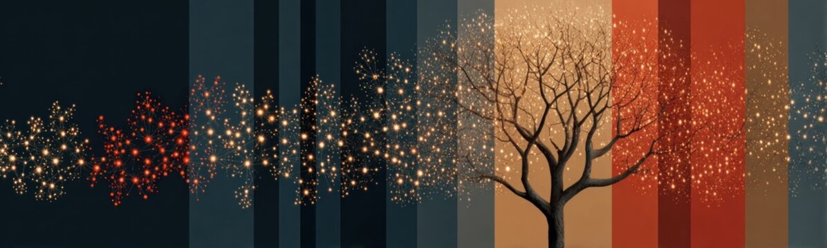 Tree with many branches and many lights in it genealogy tree concept