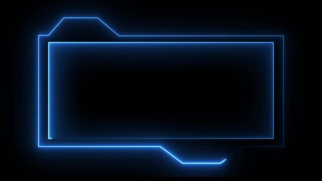 Abstract neon rectangle frame and technology on black background. digital hud frame. 4k animation video