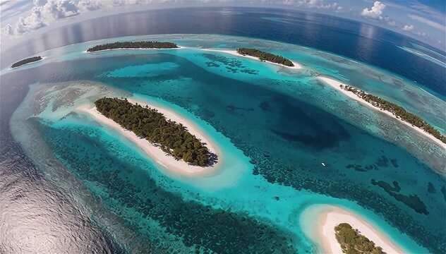 Aerial view of the Islands in the Maldives. landscape view.
