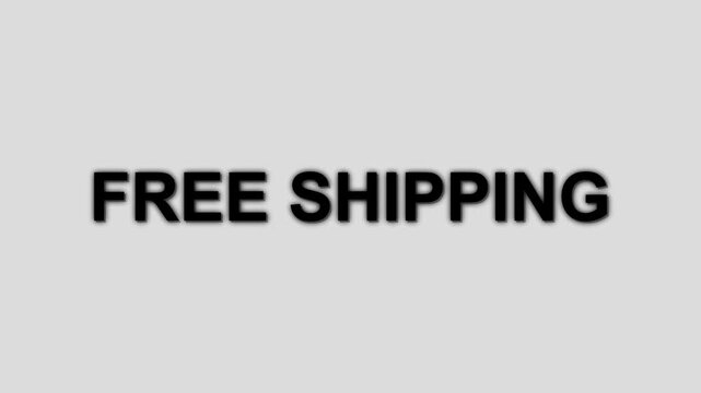 Animated words FREE SHIPPING in modern typography style. promo text animation, motion design, dynamic lettering, ecommerce banner, clean marketing overlay