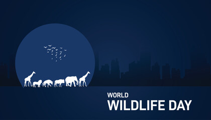 World Wildlife Day concept poster, banner, social media post, postcard, background, backdrop, template, greeting card, web banner, cover design, and vector illustration © MstMouluda
