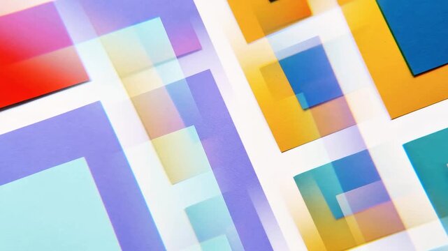 Elegant minimalist flat design with multi-colored overlapping paper cutouts in blue, orange, and white. Clean abstract background pattern ideal for branding and creative projects.
