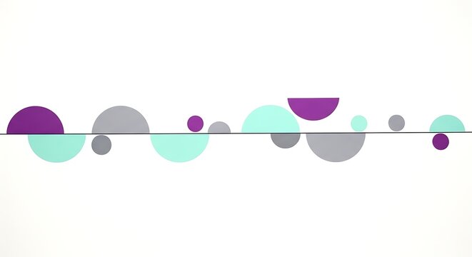 A clean minimalist design, featuring colorful semi-circles on a horizontal line, over a white background