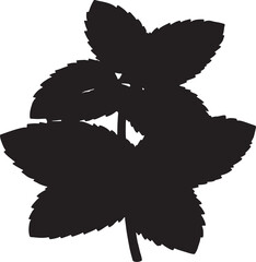 Fresh Mint Leaves Silhouette Vector Illustration Isolated on White Background © Mahtabapu
