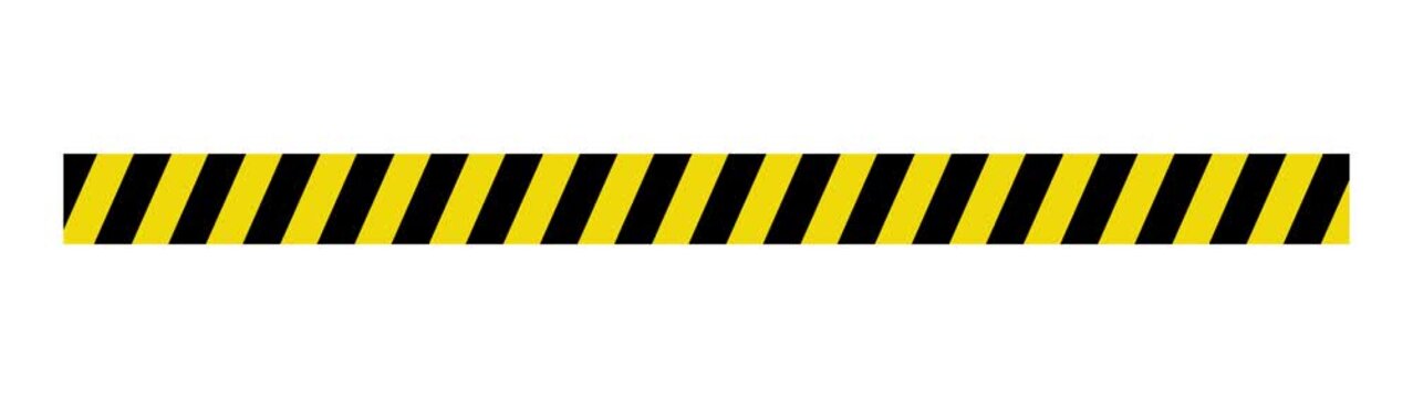 Yellow black diagonal warning stripe tape pattern safety caution border design element. Motion graphics of border design concept