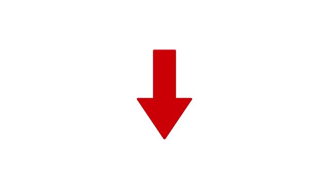 red arrow pointing left on white background. direction symbol indicating back or previous page. Motion graphics of simple red arrow