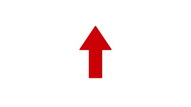 red arrow pointing left on white background. direction symbol indicating back or previous page. Motion graphics of simple red arrow