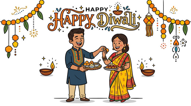 Celebrating Diwali with joyous moments of lights and traditional attire showcasing festive happiness and cultural unity