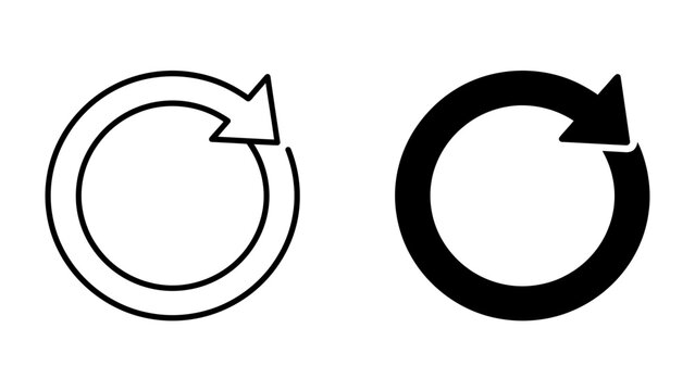 Circular Arrow Icon: Two circular arrows, one outlined and one solid black, indicating a refresh or repeat action.