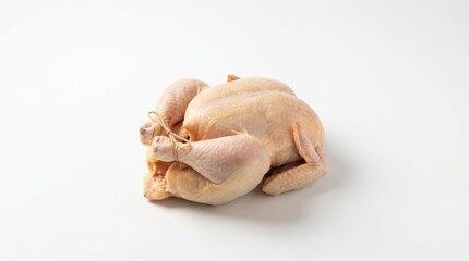 Fototapeta premium Uncooked whole dressed poultry chicken isolated on a plain white background