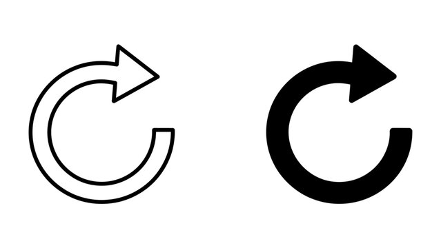 Refresh Icon Pair: Two circular arrow icons, one outlined and one solid black, represent the concept of refresh or repeat actions.