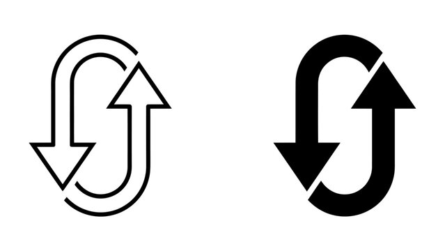 Exchange symbol and process symbol. Two symbol of exchange, exchange symbol of line and exchange symbol of black.