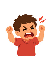 angry little boy shouting loudly illustration