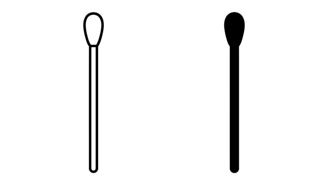 Cotton Swab Icon: A simple and clean graphic representation of two cotton swabs, one in outline and one solid black, symbolizing hygiene and personal care.