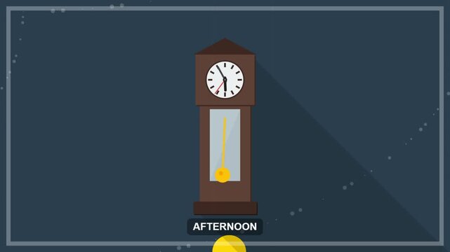 Morning Grandfather Clock Flat Illustration
