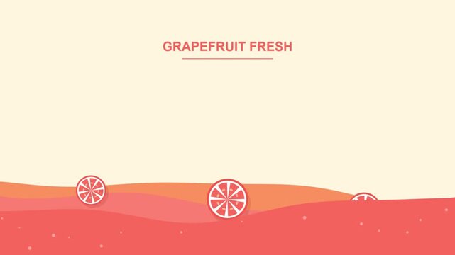 Grapefruit fresh juice animation background with floating fruit slices