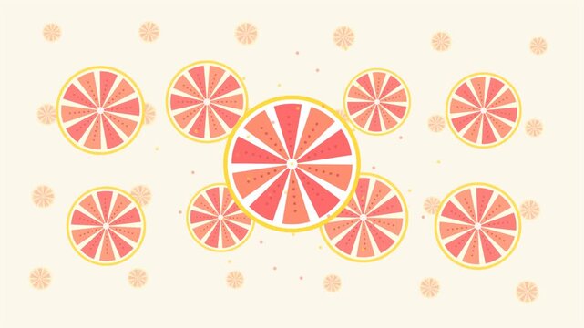 Stylized Pink Grapefruit Slices Graphic Background