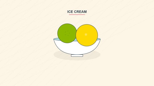 Flat vector illustration of a colorful ice cream sundae bowl