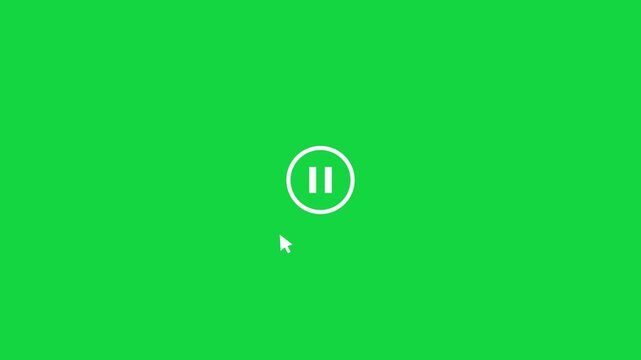 clean video player play button switching to pause with ripple wave animation 4k. play button icon on transparent.