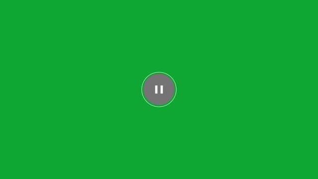 clean video player play button switching to pause with ripple wave animation 4k. play button icon on transparent.