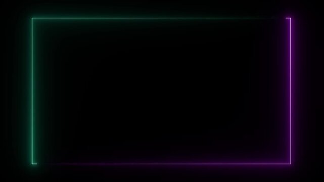 light glowing neon blue color picture frame rectangle animation icon. on transparent background.