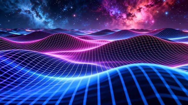 Abstract neon grid landscape