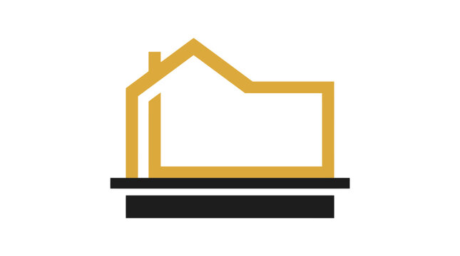 A simple house outline on a platform.