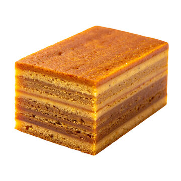 Indonesian Layer Cake Lapis Legit Slice Isolated on White Background