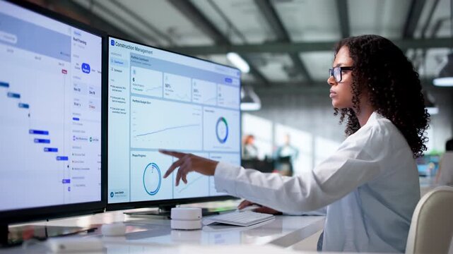 Construction Manager Reviews Project Schedule On Computer