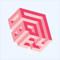 Fototapete 3D Isometric pink impossible geometric shape illusion  © indra
