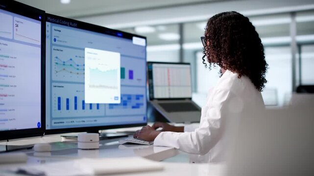 Medical Coder Reviewing Patient Files Carefully For Accurate Billing