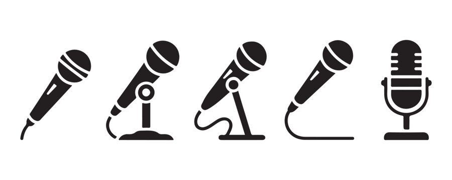 Adjustable microphone stand collection featuring dynamic hand held models for live stage performances.