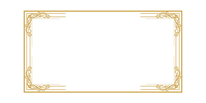 Elegant Horizontal Gold Frame Border Vector - Luxury Ornate Corner Frame for Certificate and Award