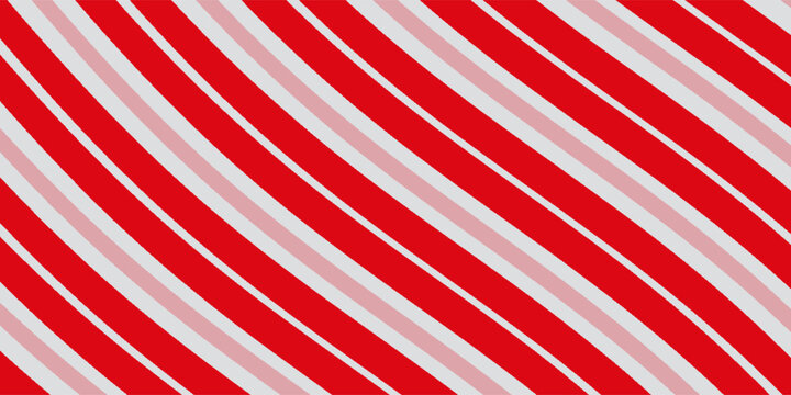 Candy cane Christmas background, peppermint diagonal stripes print seamless pattern