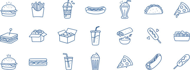 Naklejka premium Fast food icons collection