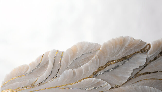 Royal Feather Marble,Elegant feather-shaped calcite formations naturally embedded.
Thin gold and platinum veins following feather curves.
Clean negative space for a modern luxury feel.
