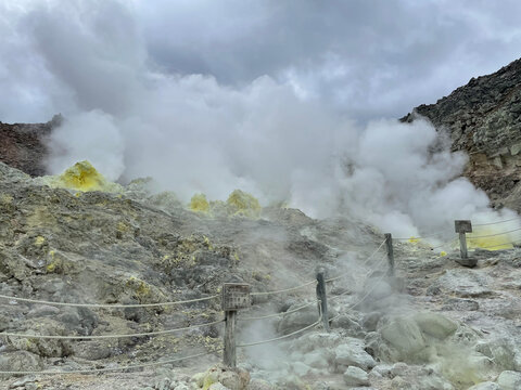 Sulfur Deposits and Steam at an Active Geothermal Fumarole