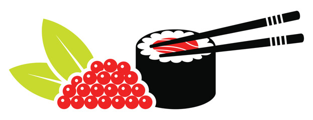 Sushi Icon Featuring Japanese Food, Cartoon Style, Traditional Cuisine, and Editable Vector Illustration. © RIFAT03