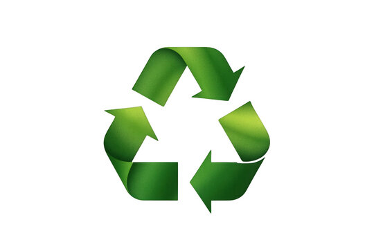 Green recycling symbol illustrating the circular process of reusing materials and eco-friendly practices, presented on a transparent background