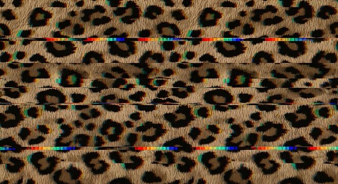 seamless hyena fur pattern in glitch digital style