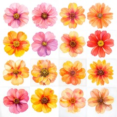 Fototapeta premium Colorful Soft Petal Flowers Arranged in Grid Pattern